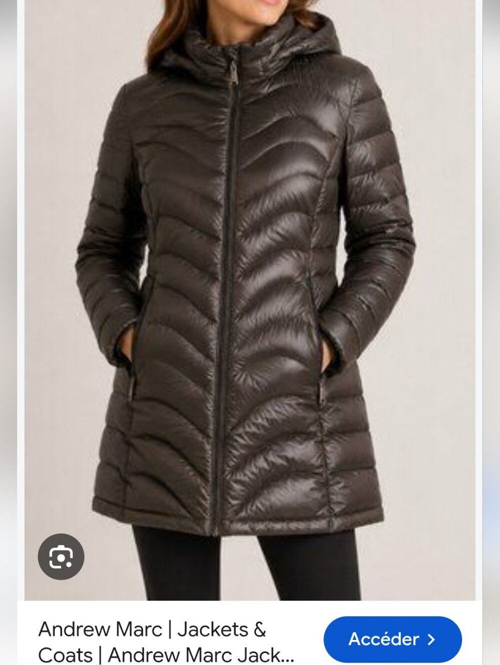 Andrew Marc Women's Hooded Quilted Puffer Jacket - Dark Brown Sz L